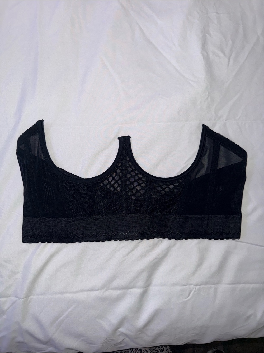 3X(fits like 2X) Black Seamless Sheer Mesh Corset Style
